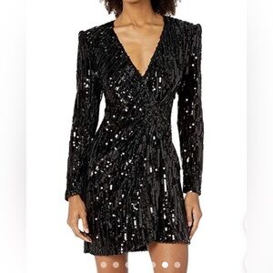 Astr Black Sequin Long Sleeve Dress